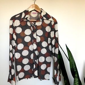 Vintage Elles Belles 1960/70s polka dot buttondown